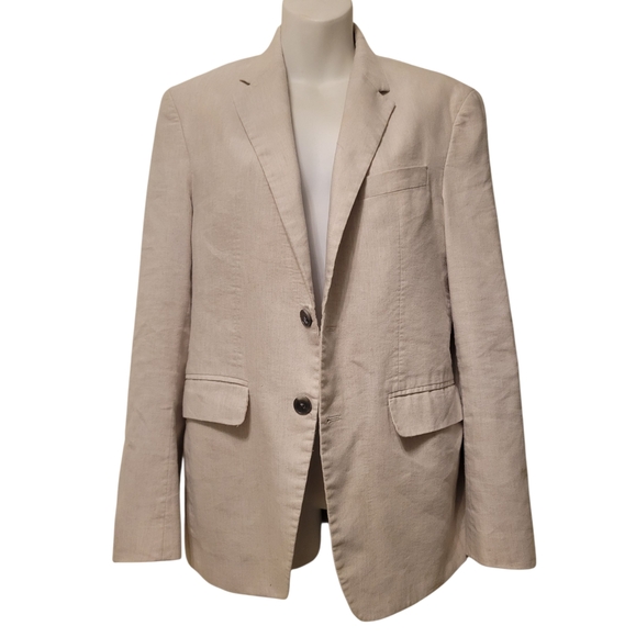 Zara Linen Blend Blazer Oatmeal Sz.2-4 - Picture 1 of 13